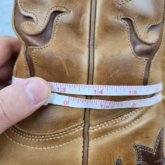 Boulet Womens 9.5C/B Brown Two Tone Inlay Casual Lifestyle Western Cowgirl Boots - Picture 4 of 16